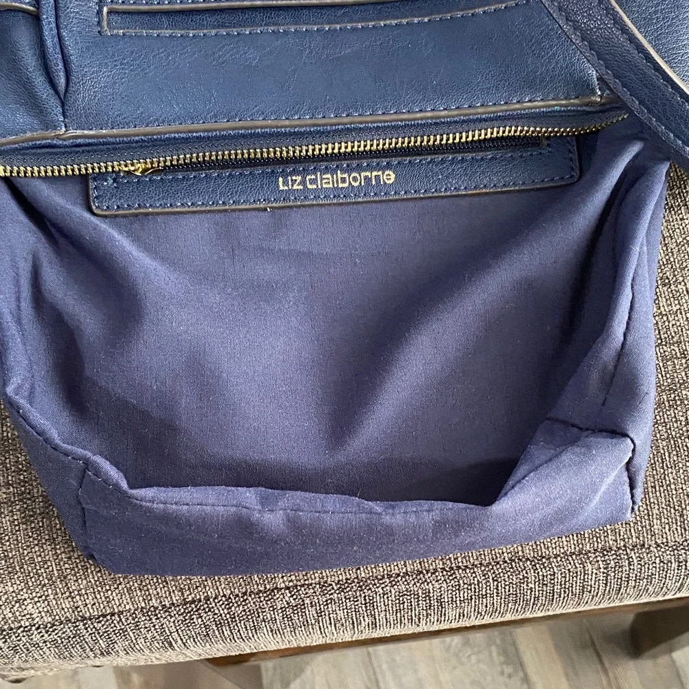 Liz Claiborne Blue Crossbody Bag with Gold Accents